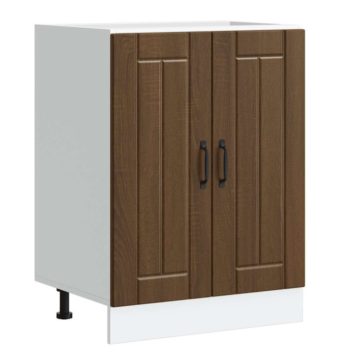 Meuble de base de lavabo Lucca chêne marron bois d'ingénierie | Mobilier & Déco