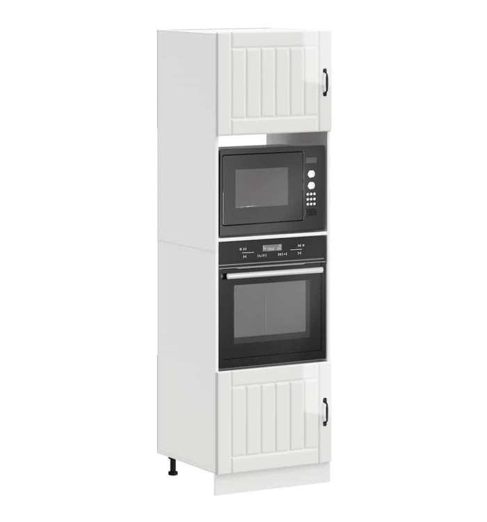 Armoires de four 2 pcs Kalmar blanc brillant bois d'ingénierie | Mobilier & Déco