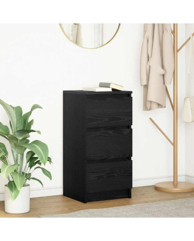 Buffet chêne noir 37,5x35x76 cm bois d'ingénierie | Mobilier & Déco
