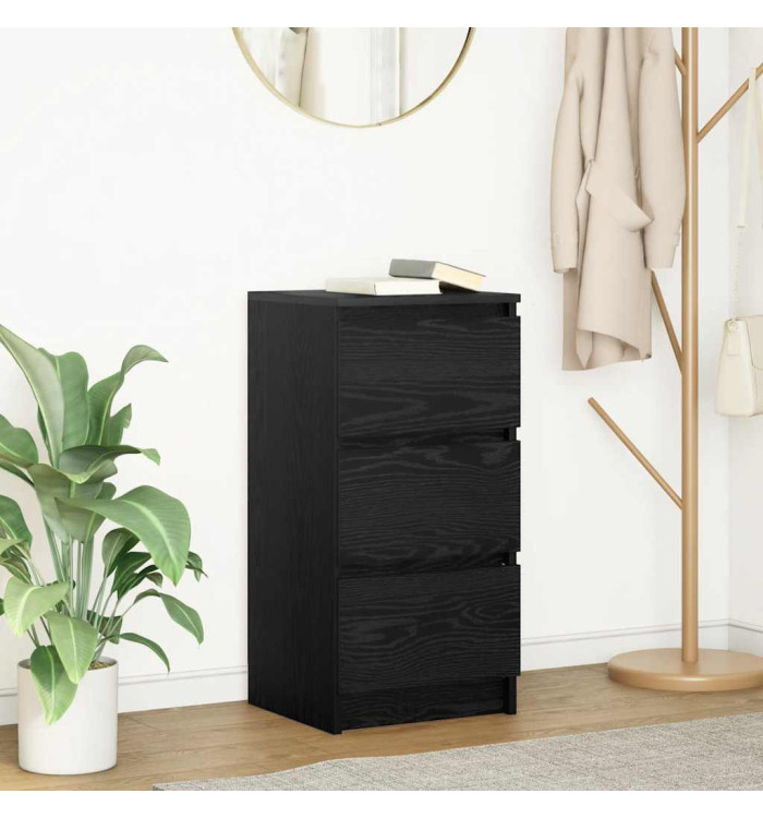 Buffet chêne noir 37,5x35x76 cm bois d'ingénierie | Mobilier & Déco