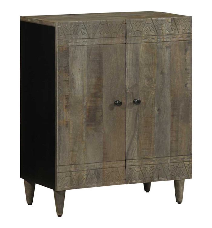 Buffet gris clair 60x33,5x75 cm bois de manguier massif | Mobilier & Déco