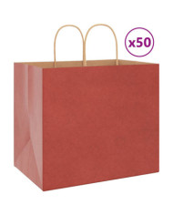 Sacs en papier 50 pcs avec poignées rouge 32x22x28 cm | Mobilier & Déco