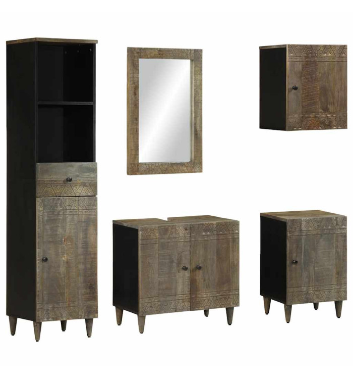 Ensemble de meubles de salle de bain 5 pcs bois manguier massif | Mobilier & Déco