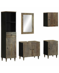 Ensemble de meubles de salle de bain 5 pcs bois manguier massif | Mobilier & Déco