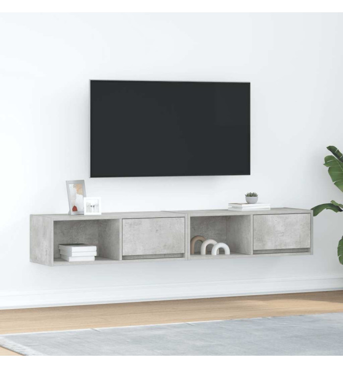 Meubles TV 2 pcs gris béton 80x31x25,5 cm bois d'ingénierie | Mobilier & Déco