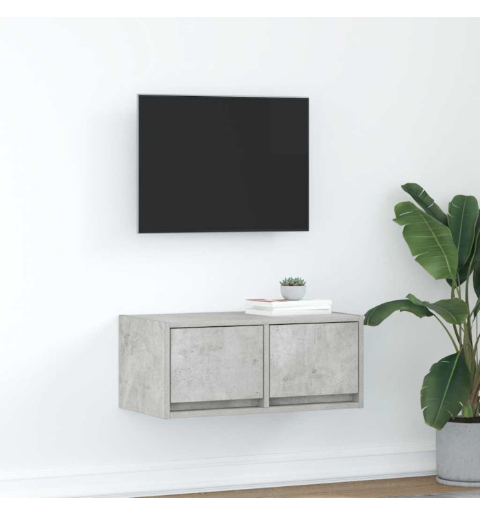 Meuble TV gris béton 60x31x25,5 cm bois d'ingénierie | Mobilier & Déco