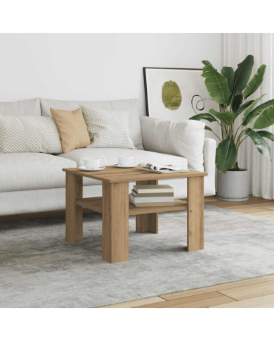 Table basse chêne artisanal 60x60x42cm bois d'ingénierie | Mobilier & Déco