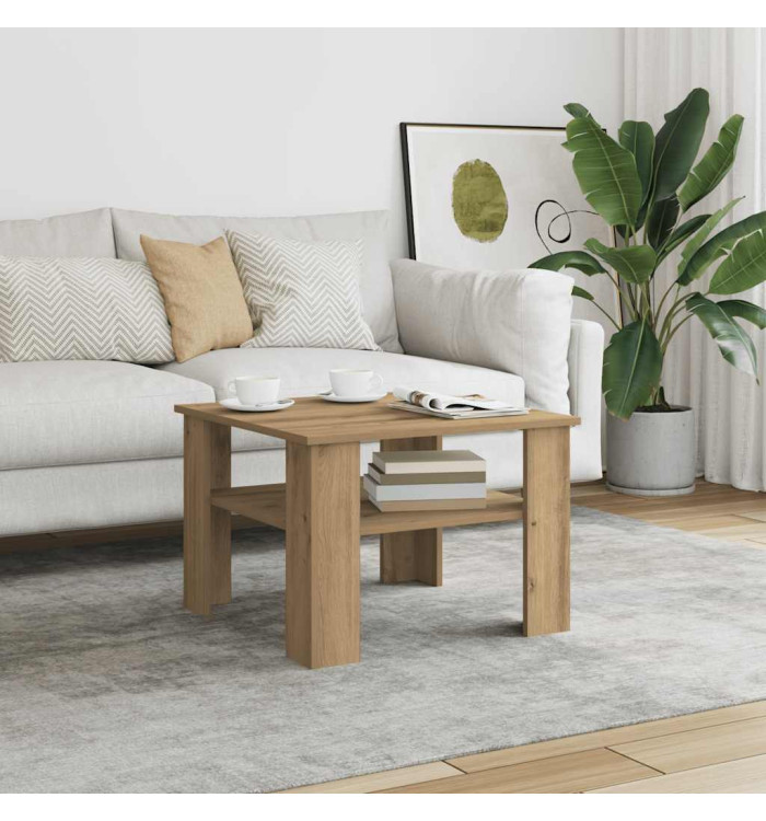 Table basse chêne artisanal 60x60x42cm bois d'ingénierie | Mobilier & Déco