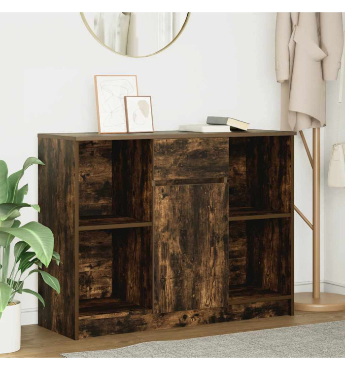 Buffet avec tiroir chêne fumé 101x35x76 cm bois d'ingénierie | Mobilier & Déco
