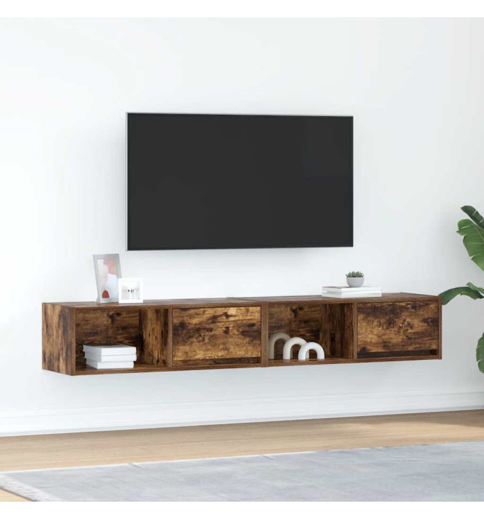 Meubles TV 2 pcs chêne fumé 80x31x25,5 cm bois d'ingénierie | Mobilier & Déco