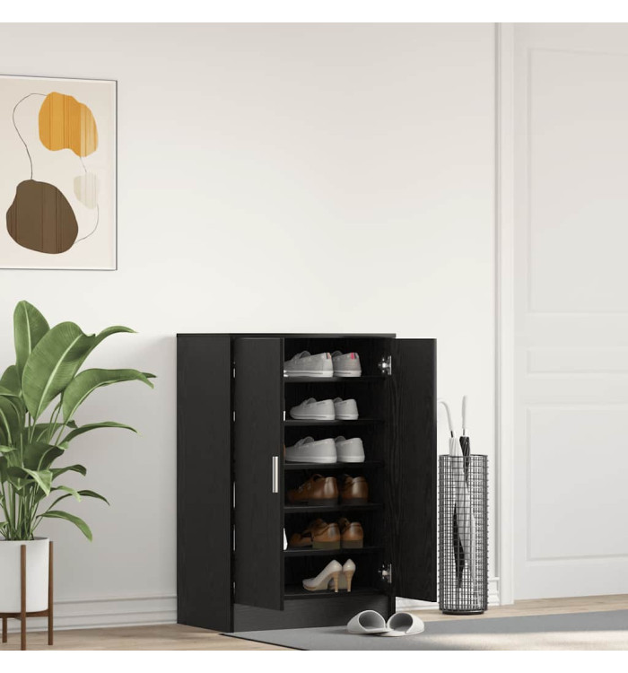 Armoire à chaussures chêne noir 60x35x92 cm bois d'ingénierie | Mobilier & Déco