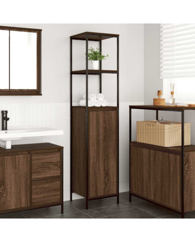 Meuble de salle de bain avec étagères chêne marron 36x35x165 cm | Mobilier & Déco