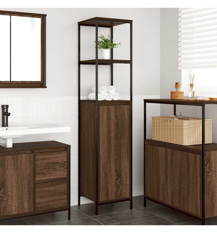Meuble de salle de bain avec étagères chêne marron 36x35x165 cm | Mobilier & Déco