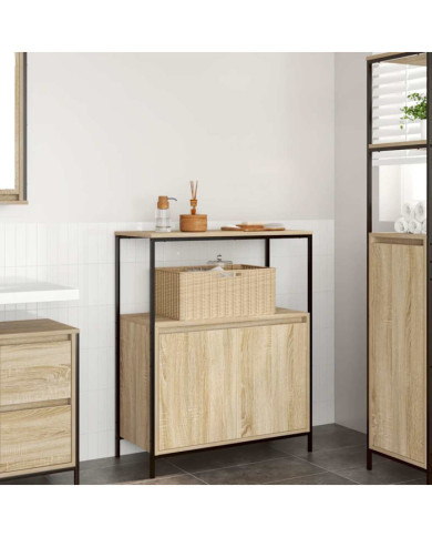 Meuble de salle de bain et étagères chêne sonoma 76,5x35x95 cm | Mobilier & Déco