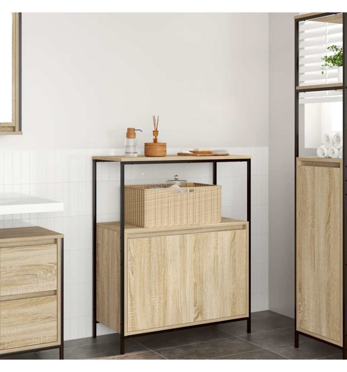 Meuble de salle de bain et étagères chêne sonoma 76,5x35x95 cm | Mobilier & Déco