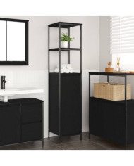 Meuble de salle de bain avec étagères chêne noir 36x35x165 cm | Mobilier & Déco