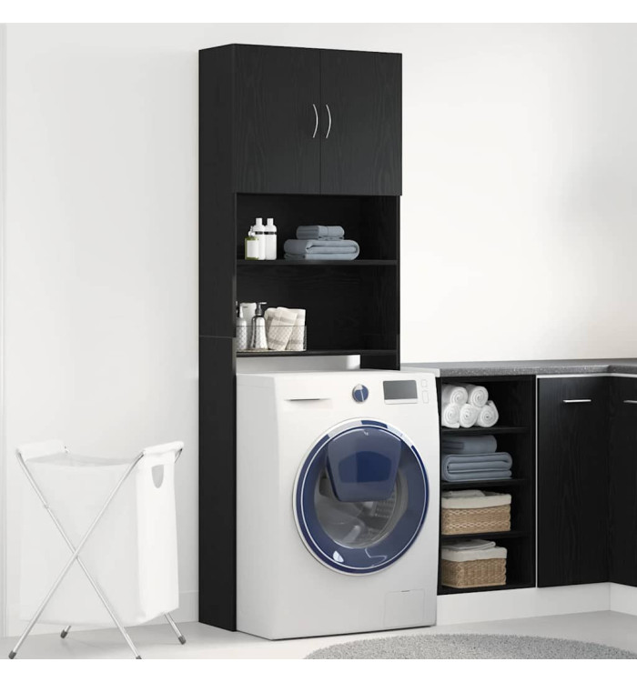 Meuble de machine à laver chêne noir 64x24x190 cm | Mobilier & Déco