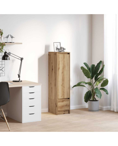 Buffet haut chêne artisanal 29,5x34x119,5 cm bois d'ingénierie | Mobilier & Déco
