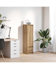 Buffet haut chêne artisanal 29,5x34x119,5 cm bois d'ingénierie | Mobilier & Déco