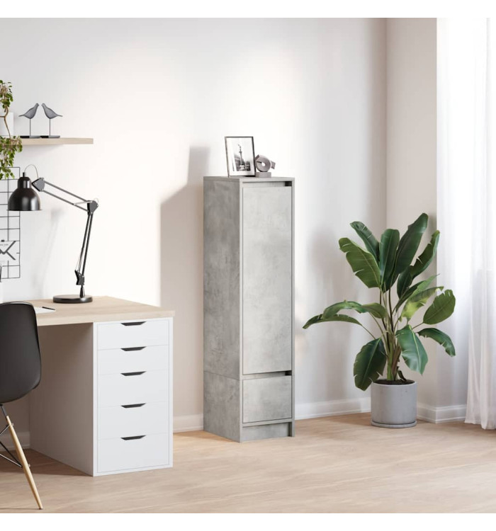 Buffet haut gris béton 29,5x34x119,5 cm bois d'ingénierie | Mobilier & Déco