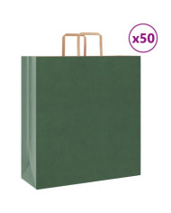 Sacs en papier 50 pcs avec poignées vert 45x17x48 cm | Mobilier & Déco