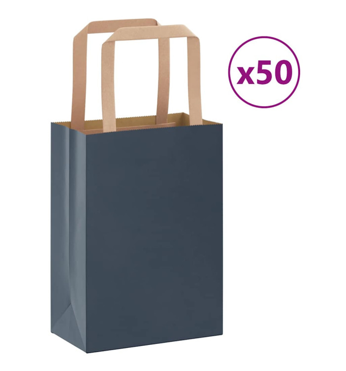 Sacs en papier 50 pcs avec poignées bleu 15x8x21 cm | Mobilier & Déco