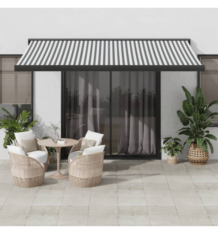 Auvent rétractable anthracite et blanc 4,5x3 m tissu/aluminium | Mobilier & Déco
