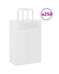 Sacs en papier 250 pcs avec poignées blanc 21x11x31 cm | Mobilier & Déco