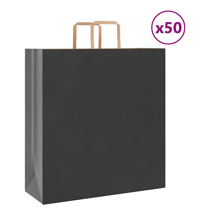 Sacs en papier 50 pcs avec poignées noir 45x17x48 cm | Mobilier & Déco