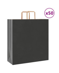 Sacs en papier 50 pcs avec poignées noir 45x17x48 cm | Mobilier & Déco