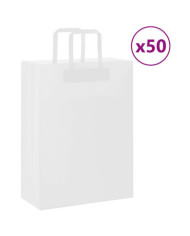 Sacs en papier 50 pcs avec poignées blanc 26x12x35 cm | Mobilier & Déco