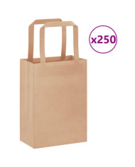 Sacs en papier 250 pcs avec poignées marron 15x8x21 cm | Mobilier & Déco
