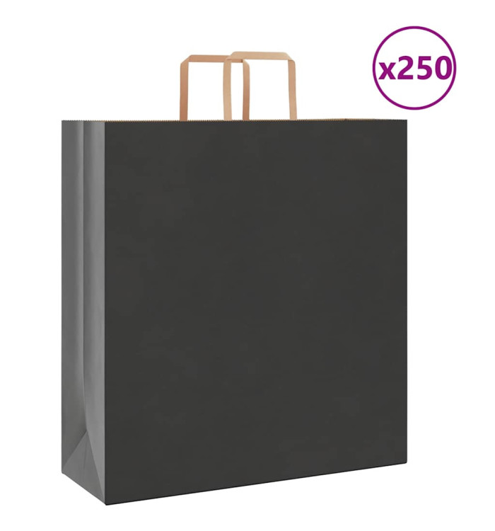 Sacs en papier 250 pcs avec poignées noir 45x17x48 cm | Mobilier & Déco