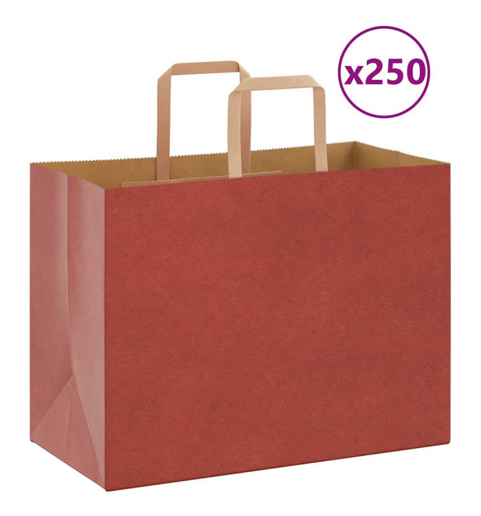 Sacs en papier 250 pcs avec poignées rouge 32x17x25 cm | Mobilier & Déco