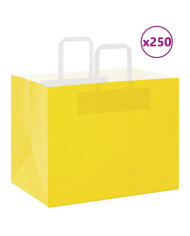 Sacs en papier 250 pcs avec poignées jaune 32x22x24 cm | Mobilier & Déco