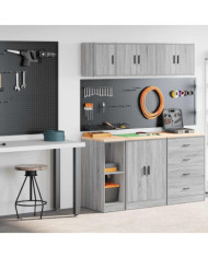 Armoires de garage 2 pcs sonoma gris bois d'ingénierie | Mobilier & Déco