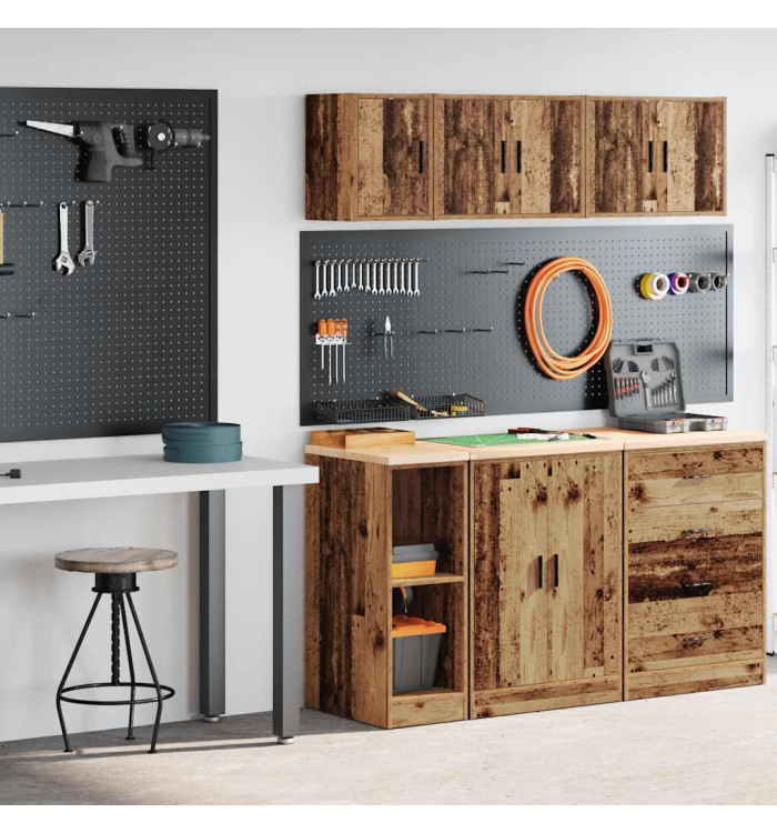 Armoires de garage 2 pcs vieux bois bois d'ingénierie | Mobilier & Déco