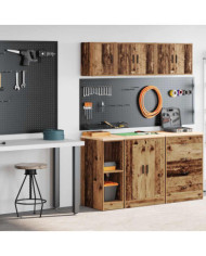 Armoires de garage 2 pcs vieux bois bois d'ingénierie | Mobilier & Déco