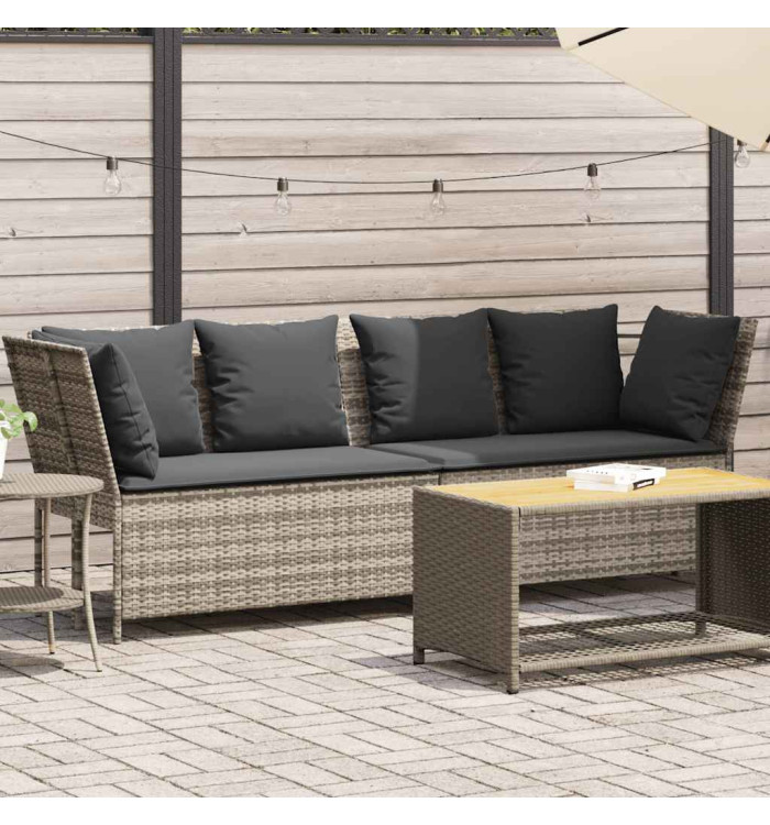 Canapé de jardin et coussins gris clair résine tressée | Mobilier & Déco