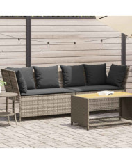 Canapé de jardin et coussins gris clair résine tressée | Mobilier & Déco
