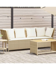 Canapé de jardin avec coussins beige résine tressée | Mobilier & Déco