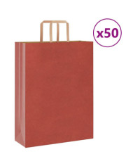 Sacs en papier 50 pcs avec poignées rouge 32x12x42 cm | Mobilier & Déco