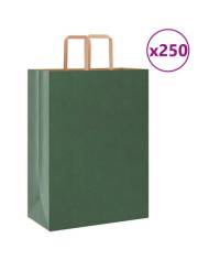 Sacs en papier 250 pcs avec poignées vert 32x17x44 cm | Mobilier & Déco