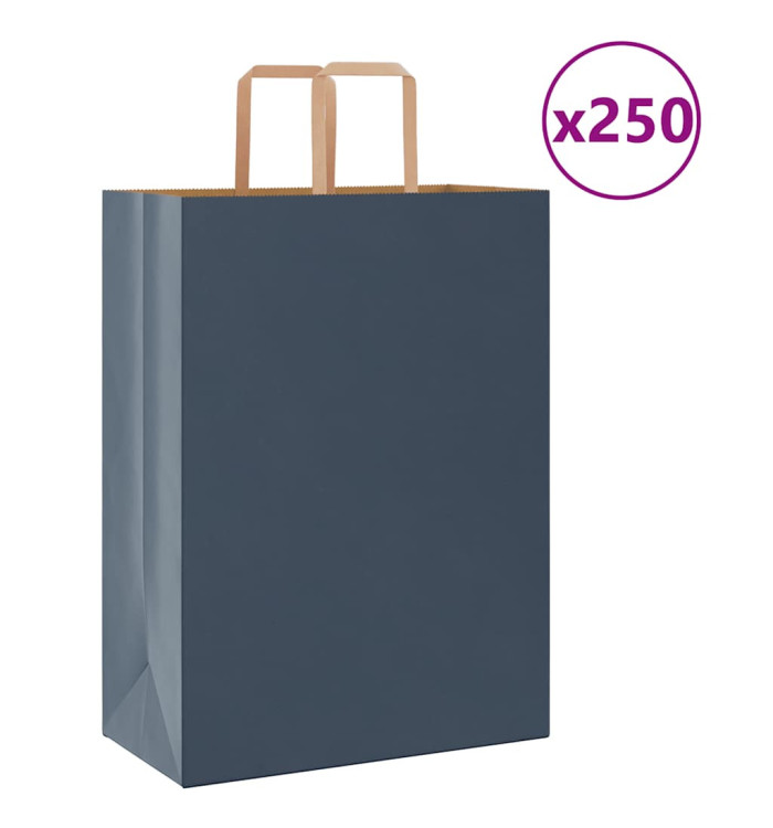 Sacs en papier 250 pcs avec poignées bleu 32x17x44 cm | Mobilier & Déco