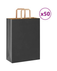 Sacs en papier 50 pcs avec poignées noir 26x12x35 cm | Mobilier & Déco