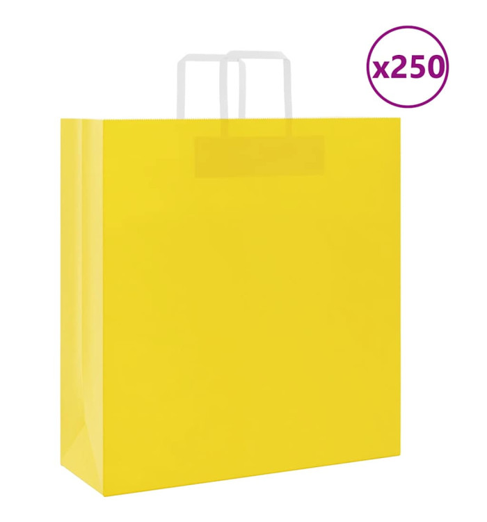 Sacs en papier 250 pcs avec poignées jaune 45x17x48 cm | Mobilier & Déco