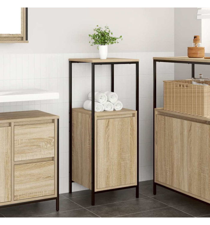 Meuble de salle de bain avec étagères chêne sonoma 36x35x95 cm | Mobilier & Déco