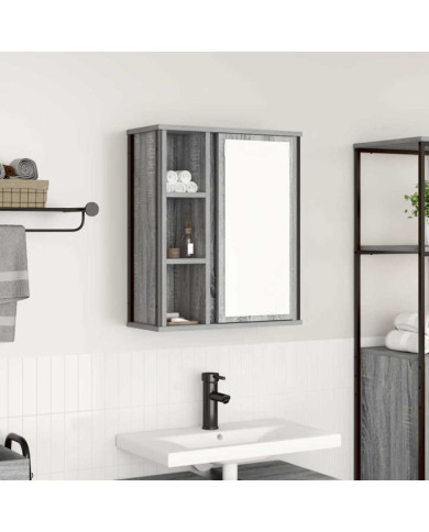 Armoire murale de salle de bain miroir sonoma gris 50x21x60 cm | Mobilier & Déco