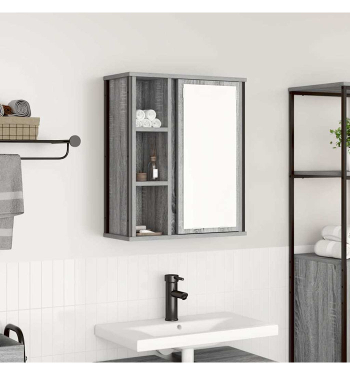 Armoire murale de salle de bain miroir sonoma gris 50x21x60 cm | Mobilier & Déco