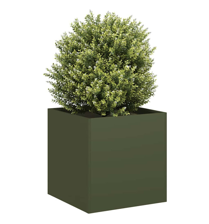 Jardinière vert olive 40x40x40 cm acier laminé à froid | Mobilier & Déco